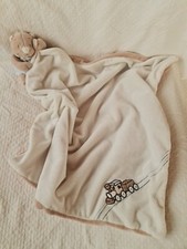 DOUDOU NOUKIES OURS OSCAR ET LEON COUVERTURE BLEU BLANC BEIGE MARRON TRAIN TTBE