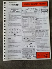 FICHE TECHNIQUE AUTOMOBILE CITROEN BX 16 RS - BX 16 TRS