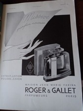 ROGER & GALLET parfum MISSIVE publicité papier ILLUSTRATION NOEL 1933