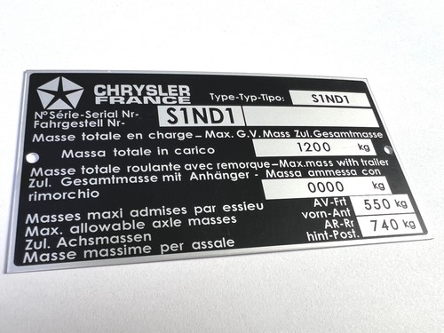Plaque constructeur simca type - plaque,