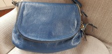 Sac Besace Cuir Grainé Bleu