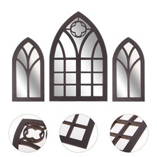 3 Pcs Faux Miroir De Fenêtre Style Église Fenetre Mural Miroirs Vitre