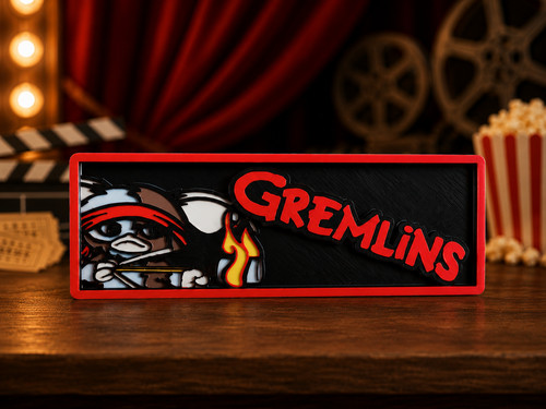 Plaque gremlins décoration - plaque, 3d