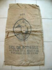 Ancien sac sel de potasse d'Alsace cigogne en toile de 112 cm x 62 cm