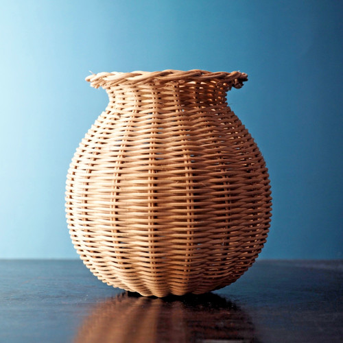 Ancien vase corbeille osier - ancien,