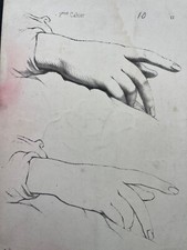 Etude de main estampe XIXème anatomie cahier techniques de dessin