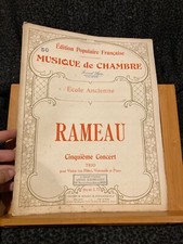 Rameau Cinquième concert pour violon violoncelle piano partition éditions Senart