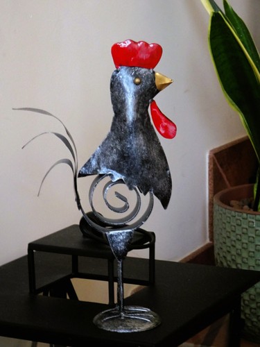 Coq stylisé métal haut - stylisé, métal.