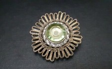 Broche soleil fleur strass métal doré vintage XXème 