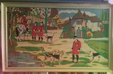 Canevas Grand Format, Fait Main . Annees 60. ’’ La Chasse À Courre’’.