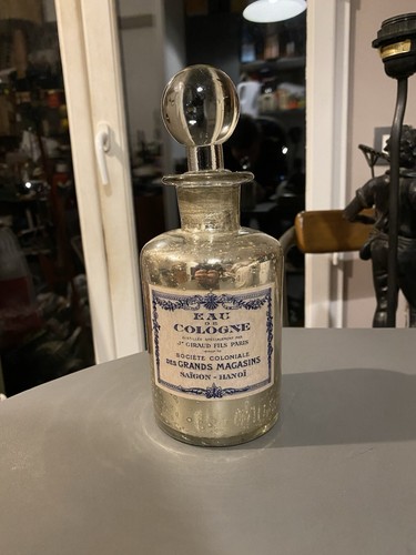 Flacon vintage verre eglomisé - flacon,