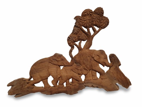 Tableau mural elephants relief - tableau,