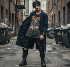 Burberrys' Men's Manteau 2/4 Moitié Season Dark Bleu Marine Made En England Sz