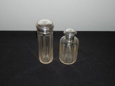 2 ANCIENS FLACONS  Parfum Sel de Bain VERRE MONTURE  ARGENT Poinçons Minerve 1 T