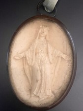 Reliquaire  Sainte Vierge Marie - Platre & laiton & verre  XIXe