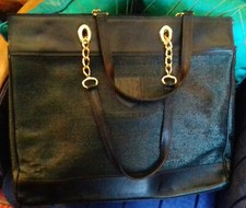 Georges Rech sac cabas ville en cuir véritable et paille synthétique