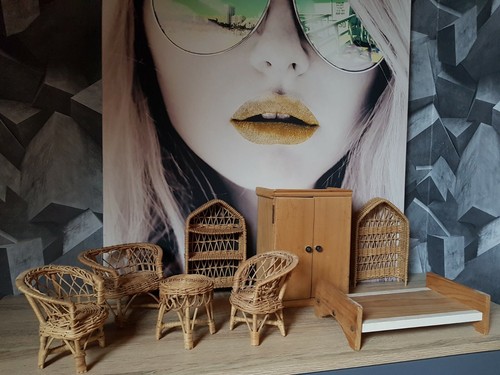 Meuble rotin salon armoire - meuble,