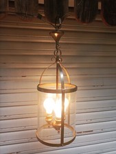 Importante ancienne lanterne en laiton 3 feux style Louis XVI en état de marche