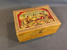 Ancienne boite de jeu de loto en bois jeu de bistrot vintage café PARIS