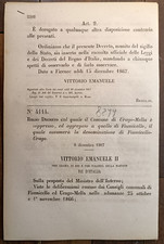 Urago-Mella 1867 Décret Royal