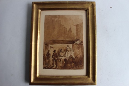 Ancien dessin original lavis - dessin,