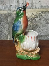 Porcelaine biscuit ancien Oiseau Martin Pêcheur