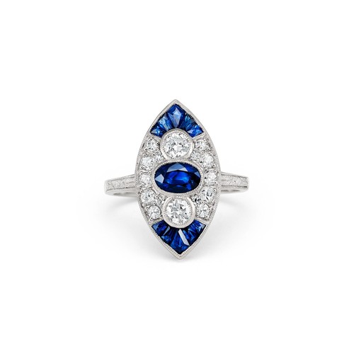 Bleu saphir diamant - diamant, platine