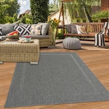 Tapis Sisal Classique avec Bordure subtile - intérieur et extérieur - anthracite