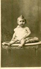 Baby photo card on table taken