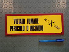 Panneau Industriel VIETATO FUMARE PERICOLO D'INCENDIE Vintage Années 70 Époque