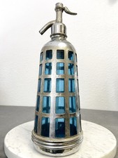 Siphon Vintage “GAZO-SIPHON” à Eau de Seltz - Verre Bleu Cage Métal - Paris