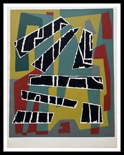 Jean DEYROLLE : Composition, lithographie pochoir en 7 couleurs 1953