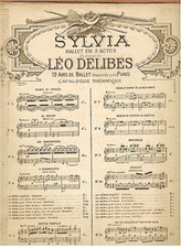 Partition ancienne  Piano 2 mains "Sylvia" Air de ballet LEO DELIBES (1883)
