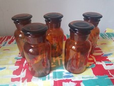 Lot de 5 Flacons à Pharmacie en verre ambré - bouchon émeri - 300 ml