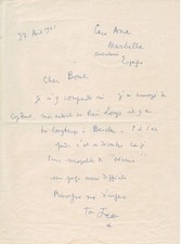 Jean COCTEAU - Lettre