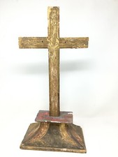 Croix Bois Dorée XVIII EME Sacred Art Sacré Antique Cross 18 th Golden Wood 
