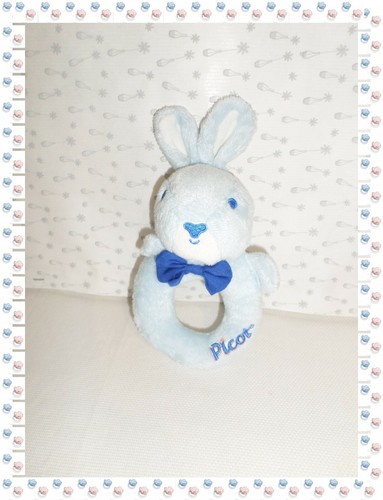 Doudou hochet lapin bleu - hochet,