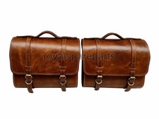 Adapté Pour Royal Enfield Classique 350cc 500cc Cuir Bagage Sac Marron Fauve