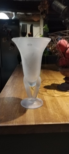 Vase vintage verre givré - vase,