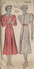Patron De Couture Vintage Années 1930 B34 Robe (1300)