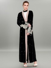 Robe velours longue noire col