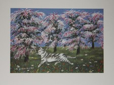 Mady DE LA GIRAUDIERE - Estampe - Lithographie - Le chat et sa promenade