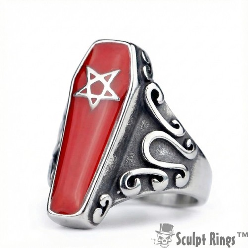 Bague cercueil gothique sculpt - cercueil,
