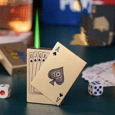 Briquet As de Pique Doré – Flamme Verte Rechargeable Gaz | Cadeau Luxe Homme