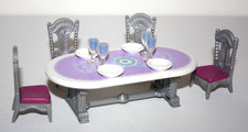PLAYMOBIL 9485 GRANDE TABLE OVALE VIOLET VAISSELLE BAL DE NOEL SALON CRISTAL