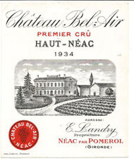 étiquettes Château Bel-Air Haut-Néac par Pomerol 1934.