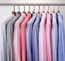 Chemise à rayures Oxford pour homme, col boutonné, de bureau ou décontractée.