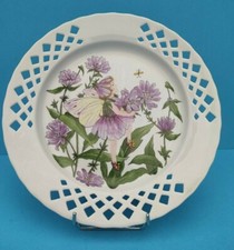 Ancienne assiette ajourée porcelaine, Flower Fairies, Apulum, diam. 25,5 cms
