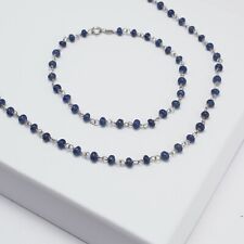 Collier Et Bracelet En Or Blanc Avec Rondelles De Saphirs OBLN 017