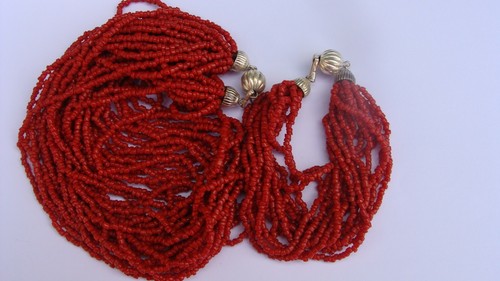 Parure perles corail - parure, collier